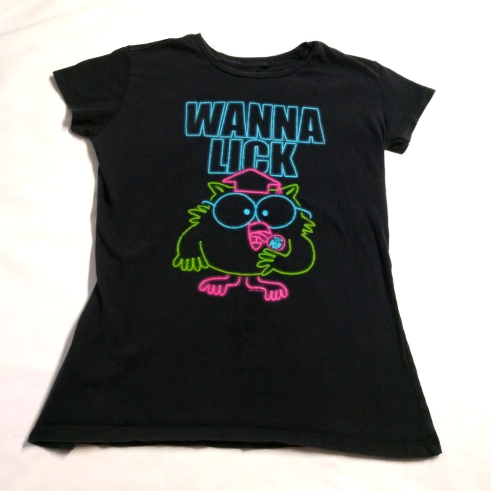 Juniors XXL wanna lick tootsie pop owl shirt Minor wear